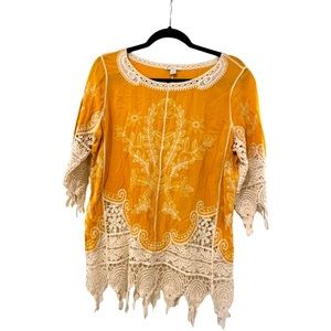 EST. 1946 color yellow boho blouse top size small.